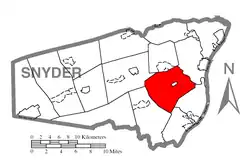 Map of Snyder County, Pennsylvania highlighting Washington Township