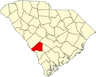 Map of South Carolina highlighting Barnwell County