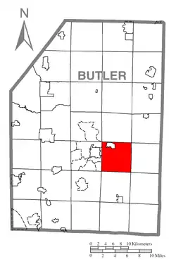 Map of Butler County, Pennsylvania, highlighting Summit Township
