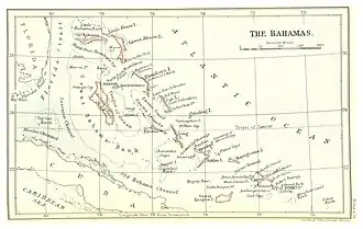 19th century map of the Crown Colony of the Bahamas