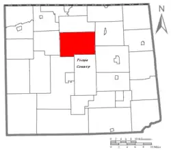 Map of Tioga County Highlighting Middlebury Township