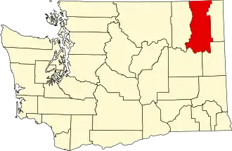 State map highlighting Stevens County