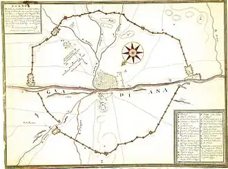 Map of the siege of Badajoz in 1658, by João Nunes Tinoco