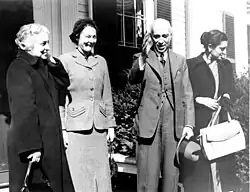 Margaret Clapp with Indian Prime Minister, his daughter, and the Indian ambassador to the U.S.A.