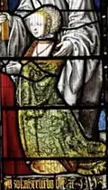 Donor stained glass portrait of Maria of Jülich-Berg at Mariawald Abbey.