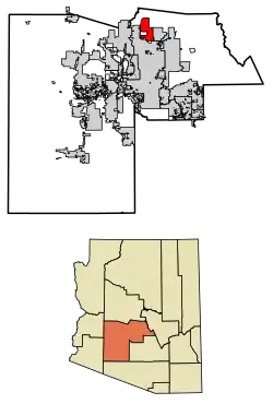 Location in Maricopa County and the state of Arizona