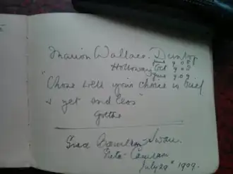 Entry by Marion Wallace Dunlop in Mabel Cappers WSPU prisoners scrapbook June 1909