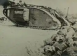 Unarmed supply tank variant going up to the line at Villers-Bretonneux, August 1918