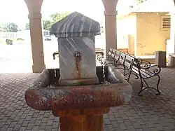 Fountain running Marlin's hot mineral water