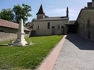 The church and the war memorial.