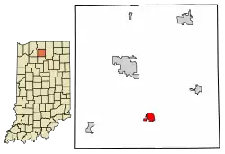 Location of Argos in Marshall County, Indiana.
