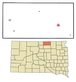 Location in McPherson County and the state of South Dakota