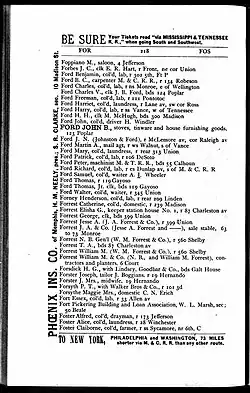 Catherine Forrest in Memphis city directory of 1877