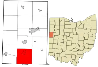 Location in Mercer County and the state of Ohio.