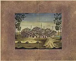 Drawing of Merzifon by Osman Shakir Effendi in Musavver Sefaretname-i Iran