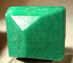 Deep lustrous crystal of amazonite, from Take 5 Claim, Crystal Peak, Teller County, Colorado. Size: 4.4&nbsp;cm ×&nbsp;4.0&nbsp;cm ×&nbsp;3.5&nbsp;cm (1.7&nbsp;in ×&nbsp;1.6&nbsp;in ×&nbsp;1.4&nbsp;in).