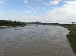 View of the river floodplain during a mid-dry season flood in a La Niña year