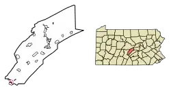 Location of Kistler in Mifflin County, Pennsylvania.