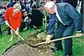 Mikhail Gorbachev planting a "Tree of Peace" at the center on April 20, 2001.