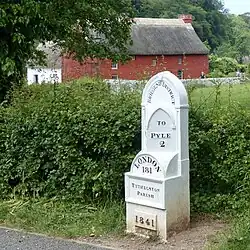 Mile post from Bridgend
