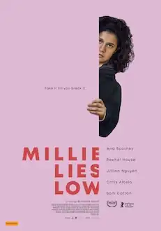 poster portraying main character Millie peering around text graphic