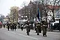 Guard Battalion soldiers marching at the military parade in Riga