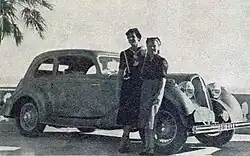 Suzanne Largeot (L.) and Yvonne Simon (R.), winners of the Coupe des Dames at the 1939 Monte Carlo rally in a Hotchkiss 686 Grand Sport.
