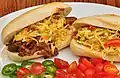 Barbecue pork sandwiches in hoagie rolls