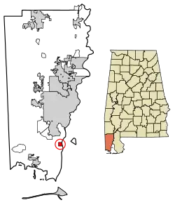 Location in Mobile County, Alabama