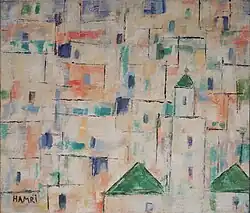 Mohamed Hamri "Young Moroccans" Oil on panel 46x48 cm