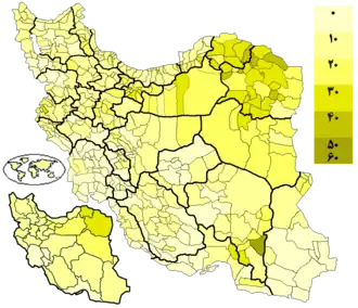 Votes received by Ghalibaf per districts