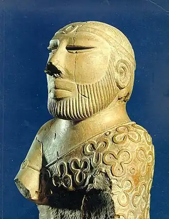 The Priest-King; 2400–1900&nbsp;BC; low fired steatite; height: 17.5&nbsp;cm; National Museum of Pakistan (Karachi)