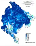 Serbian language in Montenegro by municipalities 2003