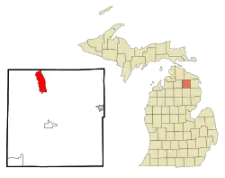 Location in Montmorency County and the state of Michigan