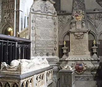 Three elaborate stone monuments.