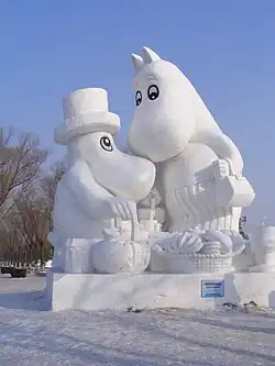 Moomin snow sculpture in Harbin International Ice and Snow Sculpture Festival