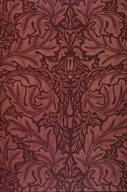 Acanthus design, block-printed velveteen cotton (1876)