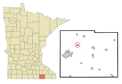 Location in Mower County and the state of Minnesota