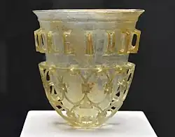 Image 69Glass cage cup from the Rhineland, 4th century (from Roman Empire)