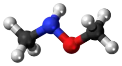Ball-and-stick model of the N,O-dimethylhydroxylamine molecule