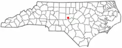 Location of Goldston, North Carolina