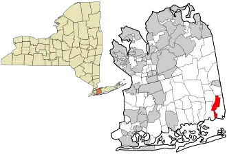 Location in Nassau County and the state of New York.
