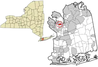 Location in Nassau County and the state of New York.