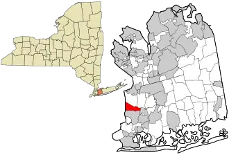 Location in Nassau County and the state of New York