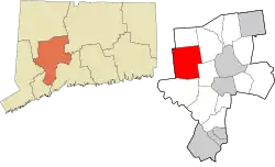 Woodbury's location within the Naugatuck Valley Planning Region and the state of Connecticut