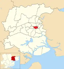 Map of Colchester Borough Council wards with New Town filled in red.