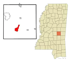 Location of Newton, Mississippi