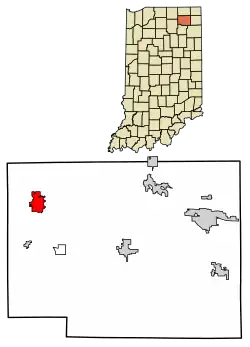Location of Ligonier in Noble County, Indiana