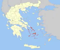 Location of Cyclades in Greece