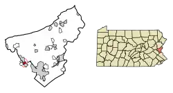 Location of North Catasauqua in Northampton County, Pennsylvania (left) and of Northampton County in Pennsylvania (right)